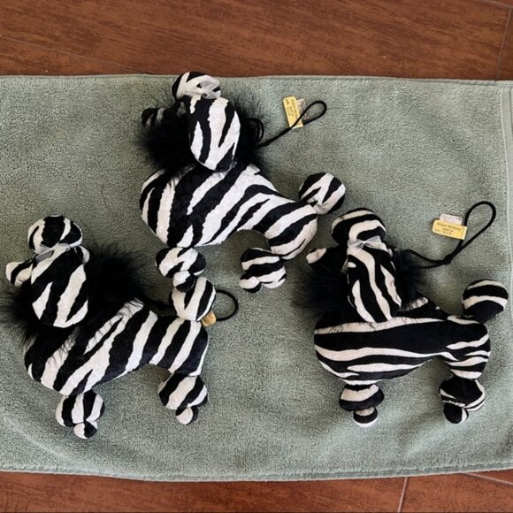 Zebra Print Dog Plush with Black Feather Collar - Poodle - Picture 13 of 13